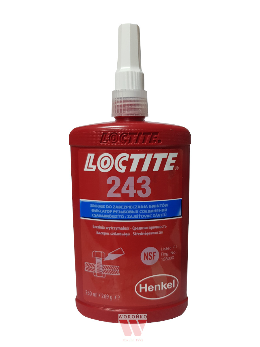 Loctite 243 250ml anaerobic, medium strength threadlocker